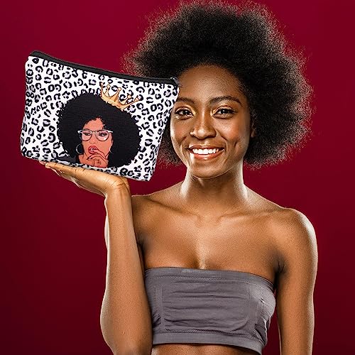 Sweetude 30 Pcs Black Women Cosmetic Bags African American Makeup Bag Reusable Canvas Toiletry Bag Zipper Pouches for Purse Afro Travel Organizer Toiletries Accessories Inspirational Gift