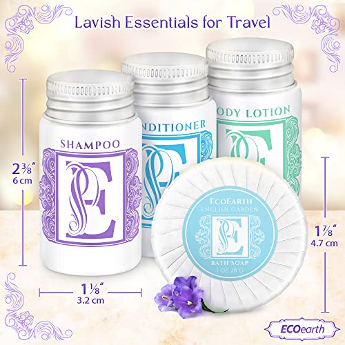 Luxury Travel and Hotel Amenities Set (1 Oz, 200 Pieces), Grade-A Guest Ingredients and Gift Packaging Toiletries, Includes 50 Round Soaps, 50 Shampoos, 50 Conditioners & 50 Lotions by EcoEarth