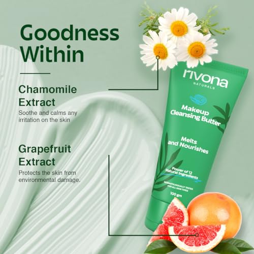 Natural Water Proof Eye and Face Makeup Remover with 12 Natural Indian herbs -Hydrating Facial Cleansing butter with Vitamin E and Shea butter for Waterproof Mascara, Lipstick, Eyeliner,(100G/3.4 OZ)