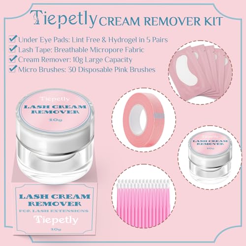 Tiepetly Eyelash Extension Remover, Dissolves Powerful Lash Extension Remover, Low Irritation, for Professional or Salon Use (10 g)
