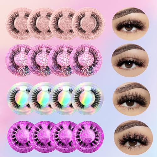 False Eyelashes 10 pairs Natural Look Eyelashes, 5D Faux Mink False Lash Bulk Fluffy Wholesale Lashes 12-14mm