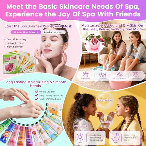 160 PCS Spa Party Supplies For Girls, Kids & Family, Include Face, Eye, Lip & Foot Care, Sleepover Birthday Party Favors With Banner, Balloons, Fringe Curtain, Spa Birthday Gift Set For 12 People