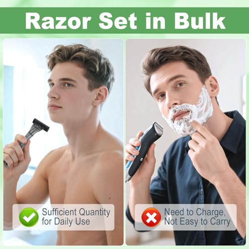 Disposable Razors Bulk, Gray Razors Individually Wrapped Bulk, With Shaving Cream For Hotels, Shelters, Homeless, Nursing Homes, Charities, Churches (30-PACK)