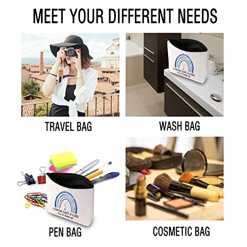 JXGZSO Swim Makeup Bag Swimming Lover I Swim Like A G Try to Keep Up Cosmetic Bag Swim Team Gift (I Swim Like Bag)