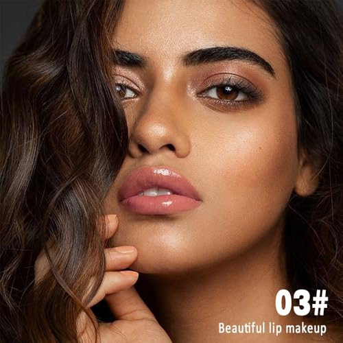 evpct Light Nude Shiny Longwear No-Budge Liquid Lip Color Lipstick Makeup, Highly Pigmented Color Instant Shine, Waterproof Long Lasting Lipstick for Women, Lip Stain Gloss with Lip Liner Brush, 03#