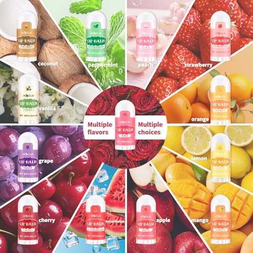 Mini Lip Balm 68 Pack, Natural Lip Balms with Vitamin E and Coconut Oil. Moisturizes for Dry Lips, Perfect for Christmas Gifts, Party Favors, Gift Bags and Small Gifts-13 Flavors