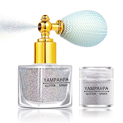 Body Glitter Spray, Silver Glitter Spray for Hair and Body, Include 1 Jar of Refills