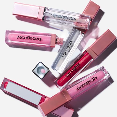 MCoBeauty - Lip Lights Shine Gloss - Clear Lip Gloss - High Shine Glass-Like Finish with Built-In LED Light & Mirror - Moisturising Lightweight - Face Makeup