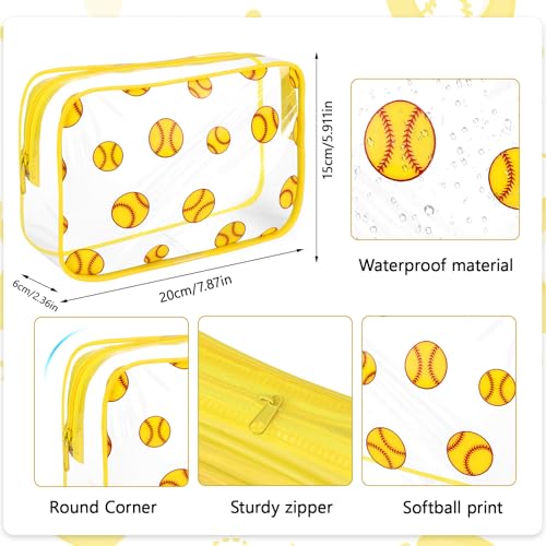 40 Pack Softball Clear PVC Makeup Bags - Waterproof Travel Pouches with Zipper for Men & Women, Perfect for Carry-On Essentials