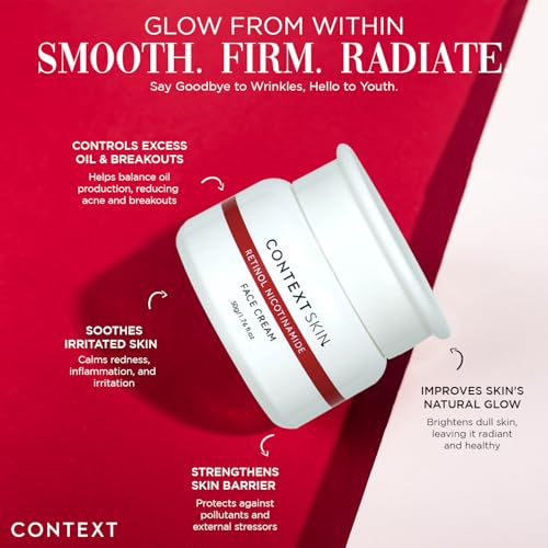 CONTEXT SKIN Retinol Face Cream - Hydrating Retinol Cream for Face, Moisturizes & Smooths Fine Lines, Enhances Skin Texture & Tone, Daily Skincare Essential for Radiant Complexion - 1.76 Fl oz