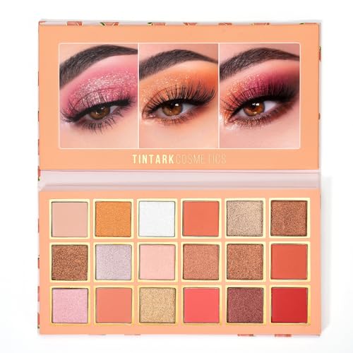 Peach Please 18 Colour Eyeshadow Palette for Beauty - Eyeshadow Cosmetics with Matte Metallic Sparkle Shimmer Pink & Highlighter Eye Makeup for Girls & Powder Eye Shadow Pallet