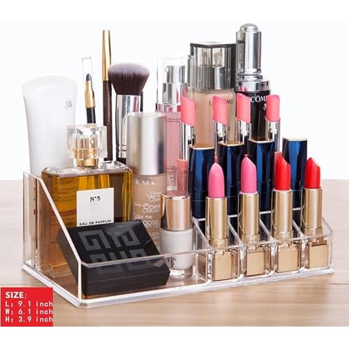 Cq acrylic 4 Pack Clear Makeup Organizer Countertop,Stackable 11 Drawers Skincare Organizer,Cute Skin Care Organizer for Vanity Hair Clip,Jewelry,Beauty Product Desk and Make Up Organizers for Vanity