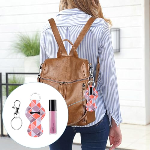 Duufin 24 Pieces Chapstick Holder Keychains Lipstick Holder Keychains