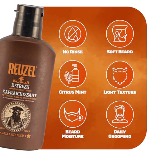 Reuzel Refresh No Rinse Beard Wash, Mens Beard Wash, 200 ml
