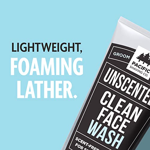 Pacific Shaving Company Clean Facial Wash - Unscented Gentle Face Cleanser with Sea Salt & Aloe Vera - Hydrating Men's Face Wash for Sensitive Skin (7 Oz)