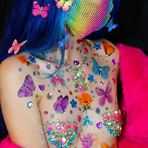 Neva Nude Blue Butterfly Kisses Large Temporary Tattoo Pack | Body Tattoo Decoration for Festivals, Raves, and More