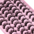 Mink Lashes Fluffy Faux Mink Eyelashes Wispy 20mm Long D-Curl Lashes Russian Cat Eye Strip Lashes Extensions Eyelashes Pack 20 Pairs