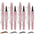 4 Pack 3D Eyebrow Pencil, 4 Tip Microblading, 24 Hours Smudge Proof Brow Pen, Brow Pen Makeup Natural Fine Stroke, Waterproof Eyebrow Pencil (Light Brown, Dark Brown, Grey, Black)