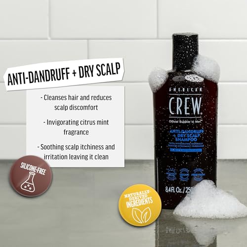AMERICAN CREW Anti-Dandruff + Dry Scalp Shampoo for Men,Citrus Mint Scent,8.4 fl oz,(Pack of 2)