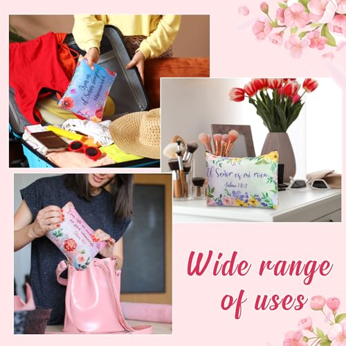 Kacctyen Spanish Christian Cosmetic Bags Bulk Mother's Day Church Gifts Spanish Christian Gifts for Women Bible Verse Pencil Pouch Makeup Bag Regalos Religiosos Para Mujer(24 Pcs,Classic Style)