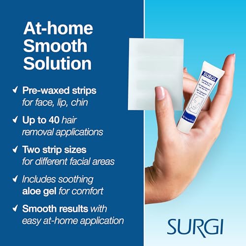 Surgiwax Facial Wax Strips - Mess-Free Facial Hair Removal for Women, Face Wax Strips, At-Home Waxing Kit, Assorted Sizes