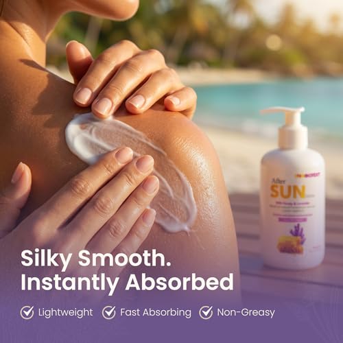 After Sun Lotion with Honey & Lavender ? Hydrating & Soothing Moisturizer for Sunburned Skin ? Natural Aloe Vera, Vitamin E & Jojoba Oil ? Paraben-Free ? 8.45 fl. oz (250ml)