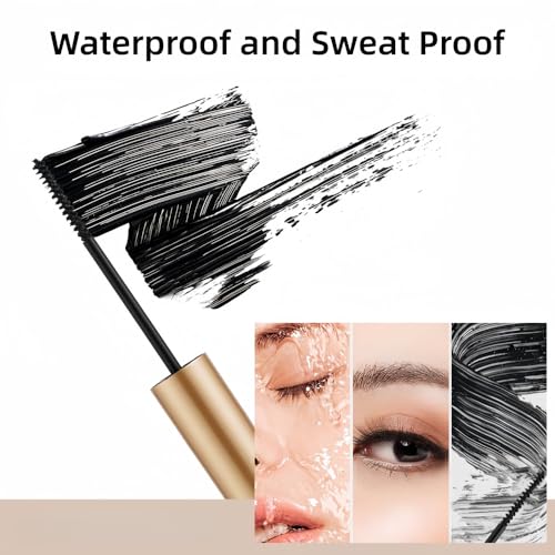 Waterproof Black Mascara with Small Brush for Lower/Fine Lashes/Sparse Eyelashes, No Clumping, Smudge-Proof, No Flaking, Natural