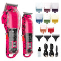 Professional Hair Clippers for Men, Cordless Barber kit for Hair Cutting & Grooming, Hair Clippers and Trimmer Set for Barber Haircut with LED Display, 8 Fade Taper Combs(Pink Set)