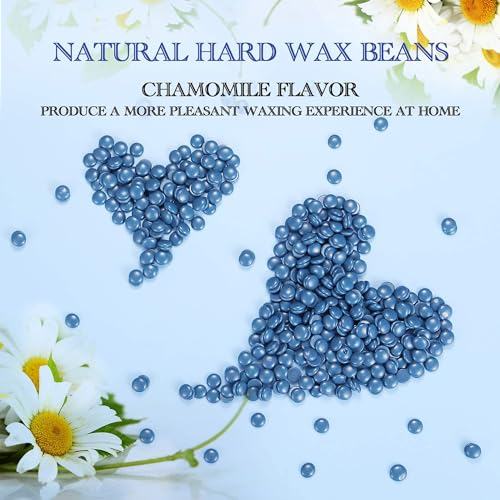 Waxing Kit Wax Warmer Easkep - Wax Kit Hair Removal 6 Adjustable Temperature with 5 Packs Hard Wax Beads and 20 pcs Wooden Applicator Sticks Painless for Legs Face Underarm Bikini Brazilian