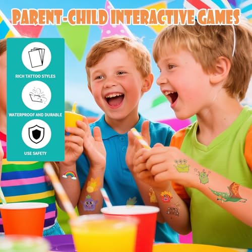 Temporary Tattoos for Kids, 60 Pcs Cool Designs Fake Tattoos for Boys, Safe and Waterproof Temporary Tattoos Stickers, Best Choice for Birthday Parties, Gifts, School Reward Activities