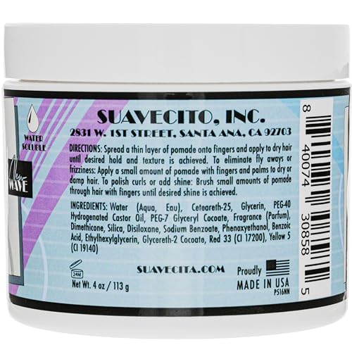 Suavecita Pomade for Women 4 oz Can - Medium Hold, High Shine, Water Based, Wax Like Flake Free - All Day Hair Free Gel Hairstyles Easy to Wash Off - New Wave Edition