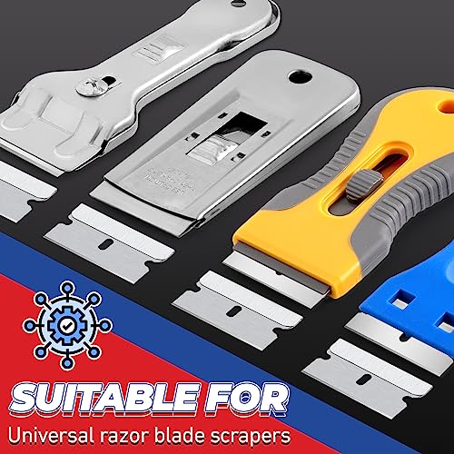 DIYSELF 2Pack Red Razor Blade Scraper with 15 Extra Blades and 100 Single Edge Razor Blades