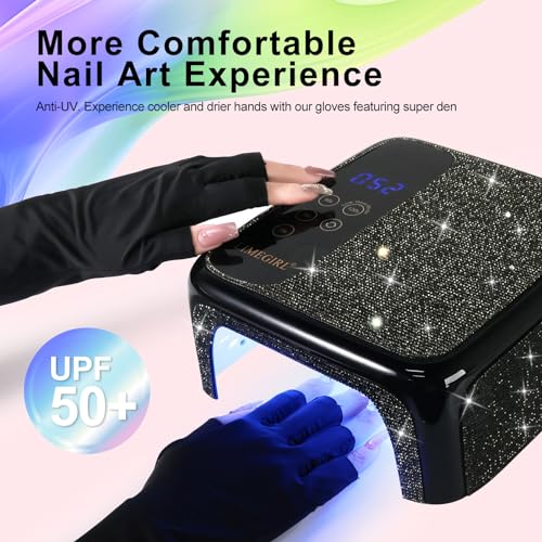 Sparkling Diamond UV Nail Lamp - Cordless, Professional Gel Nail Polish Curing Lamp with 4 Timers & LCD Touch Display, Salon-Grade Diamond UV Nail Dryer