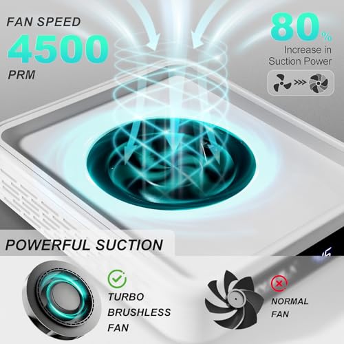 NXJ INFILILA Nail Dust Collector Upgrade Professional 4500RPM Nail Vacuum Fan Vent Dust Collector, Adjustable Speed Portable Dust Collector Nail Tech for Acrylic Nail Polishing Manicure Salon Home