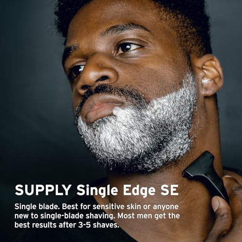 SUPPLY Single Edge SE Blade Refills for Men ? Pack of 8 Japanese-Made Black Label Injector Razor Blades ? Fits the SUPPLY SE Razor, 10-12 Shaves Each