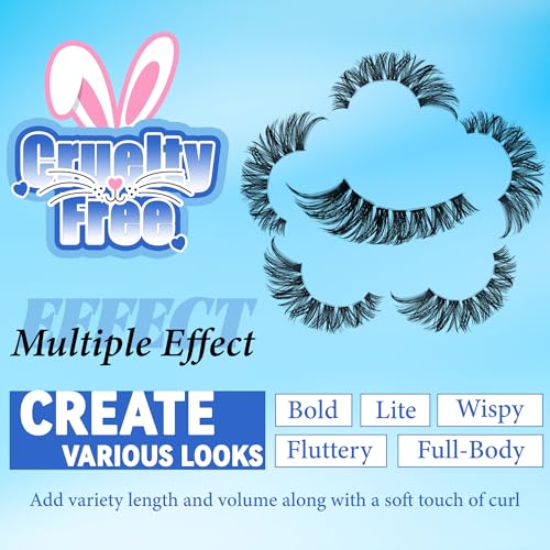 Lash Clusters Kit Wispy Natural Volume 60D+80D Cluster Eyelash Extensions D-Curl 532Pcs DIY Individual Fake Eye Lashes 8-16MM Mixed with Bond Seal Tweezers