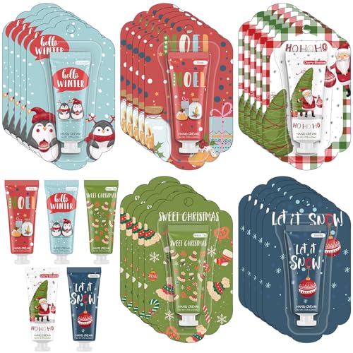 50 Pcs Christmas Gifts Hand Cream Bulk Mini Hand Lotion Travel Size Women Moisturizer Creams Christmas Stocking Stuffers Appreciation Gifts for Employee Coworkers Women Mom