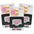 Scunci Black Gel Elastics, No-Slip Grip, Strong Hold-Ponytailers, 14 Pcs per Pack (3-Pack)