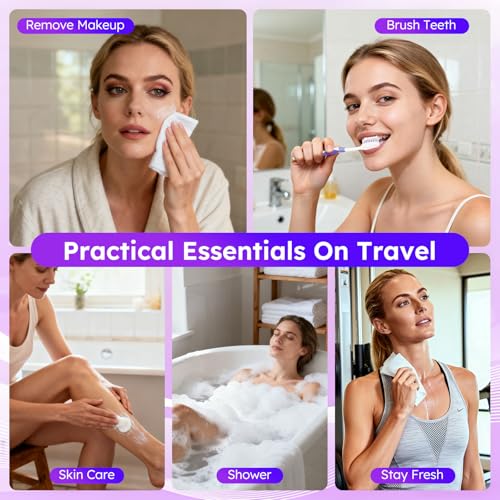 Travel Toiletries Personal Cleaning Bulk,Disposable Hygiene Kit Care Package Supplies, Women Toiletry Essentials Set Individually Wrapped for Camping, Hotel, Vacation, Homeless, Charity (11-in-1, 20)