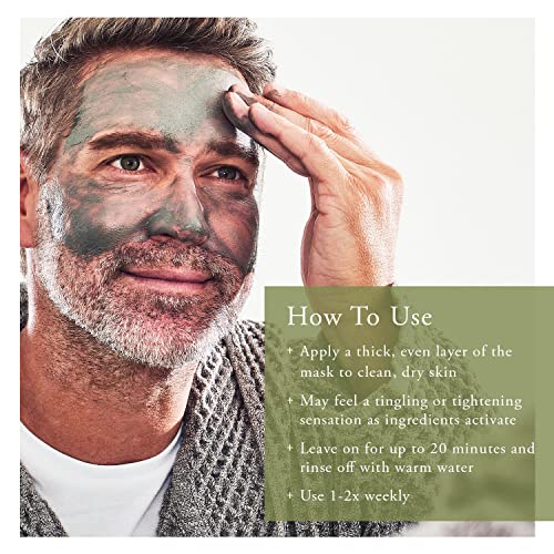 Caldera + Lab The Deep | Men's Organic Hydrating Clay Face Mask for Dry, Sensitive, & Normal Skin ? Vegan, Natural & Antioxidant Packed Exfoliating Skincare Facial Treatment