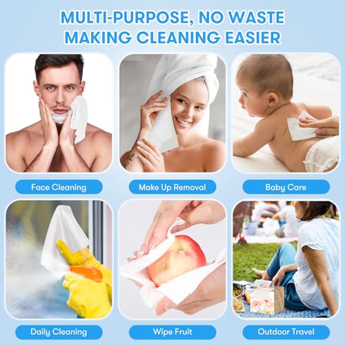 Disposable Face Towel, XL Facial Towelettes Soft Thick Absorbent, Lint-Free Biodegradable Makeup Remover Dry Wipes for Skin Care Washing Drying Nursing Camping Travel Essentials, 100 Ct