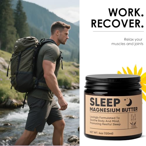 WZI Magnesium Butter for Sleep - Magnesium Cream with Shea & Mango Butter, Arnica & Essential Oils, Nighttime Magnesium Lotion for Leg, Foot, Original Lavender, 4oz