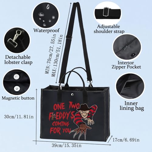 BWWKTOP Night Stalker?? Cosmetic Makeup Bag Horror Killer Inspired Gifts One Two Coming For You Zipper Bag Halloween Party Merch (One Two Freddy BG)