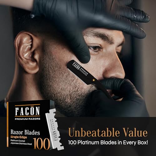 Fac?n Straight Razors for Men - Professional Barber Straight Edge Razor Kit with 100 Blades, Classic Stainless Steel Barbero Shaver for a Smooth & Precise Shave, Premium Barber Razor for Men's Shaving
