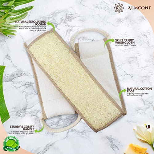 Premium Natural Egyptian Shower Loofah Sponge, Back Scrubber, and Facial Loofah Bundle, Made with Natural Egyptian Shower Loofah Sponge That Gets Your Body Clean