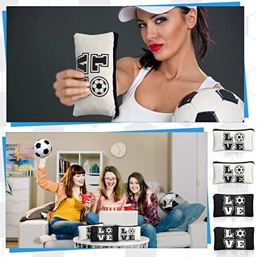 Amylove 20 Pieces Soccer Makeup Bag Gifts Soccer Cosmetic Travel Bag with Words Toiletry Zipper Pouch Portable for Women Football Lover Players Team Accessories