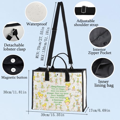 LEVLO Fairy Tale Cosmetic Make Up Bag Pixie Fans Inspired Gift You Are Braver Stronger Smarter Than You Think Makeup Zipper Pouch Bag For Women Girls
