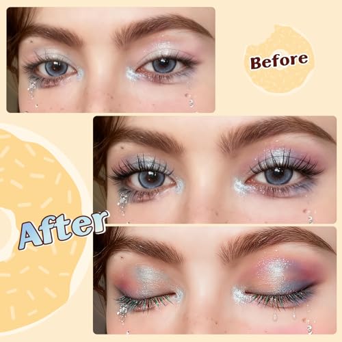 QUEWEL Self Adhesive Eyelashes Kit, Press On Lashes Pre Glued Eyelash Clusters Self Stick Lash Clusters No Glue No Remover Needed DIY Lash Extension Kit for Beginners(ZZBP02)