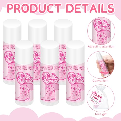 24 Set Lets Go Girls Cowgirl Party Favors 24 Lip Balm 24 Thank You Card with Organza Bag Disco Western Cowgirl Bachelorette Party Decorations for Last Rodeo Birthday Wedding Supplies