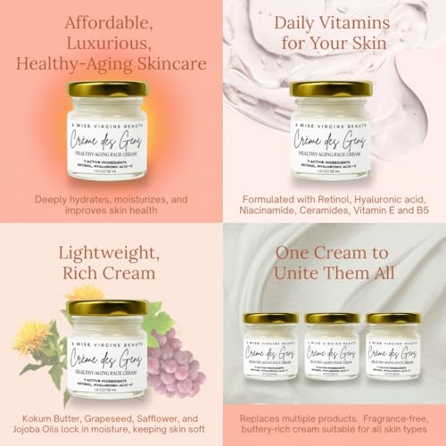 Cr?me des Gens Healthy Aging Retinol Cream with Hyaluronic Acid, Niacinamide & Ceramides ? Smooths Wrinkles & Fine Lines, Affordable, Simplified Skincare, Fragrance-Free, 1 Oz